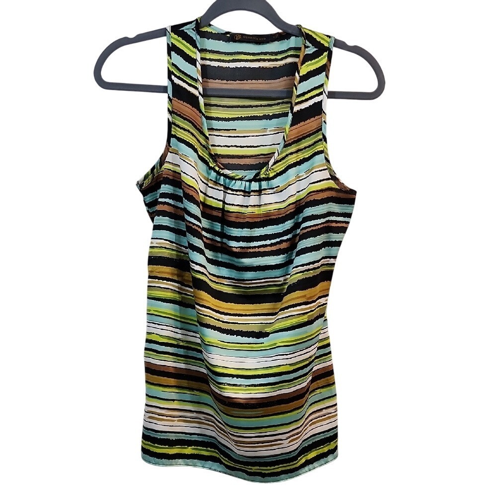 Outback Red Women‎ Striped Sleeveless Scoop Neck Tank Top Shirt Size S